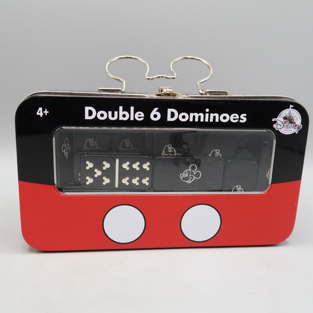 Disneyland Disney Exclusive Tin Case Mickey Mouse Double Six 6 Dominos Dominoes